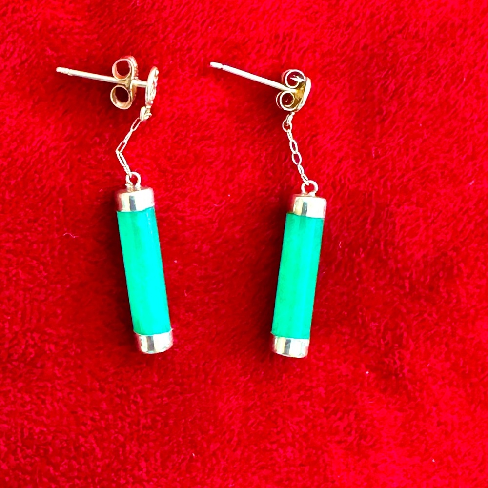 Gold and Jade Drop Earrings